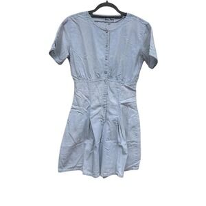Vintage Paris Blues Light Denim Romper with Pearly Snap‎ Buttons Size 3
